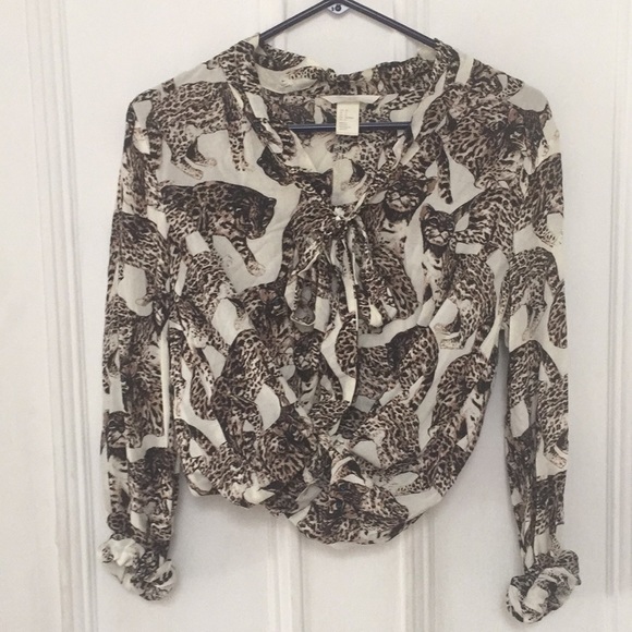 Cats Print Pussycat Bow Light Blouse H&M - Picture 6 of 10